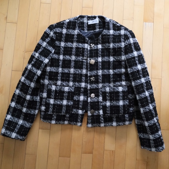 Mango  Check Tweed Jacket in XL - Picture 3 of 14